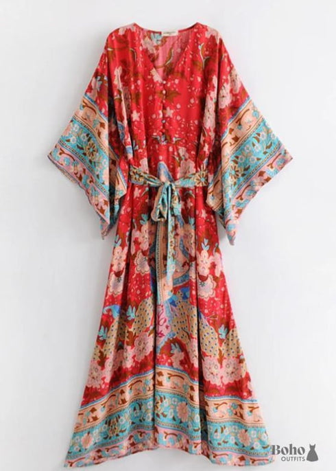 Vestido largo estilo kimono bohemio Chic Realm para mujer